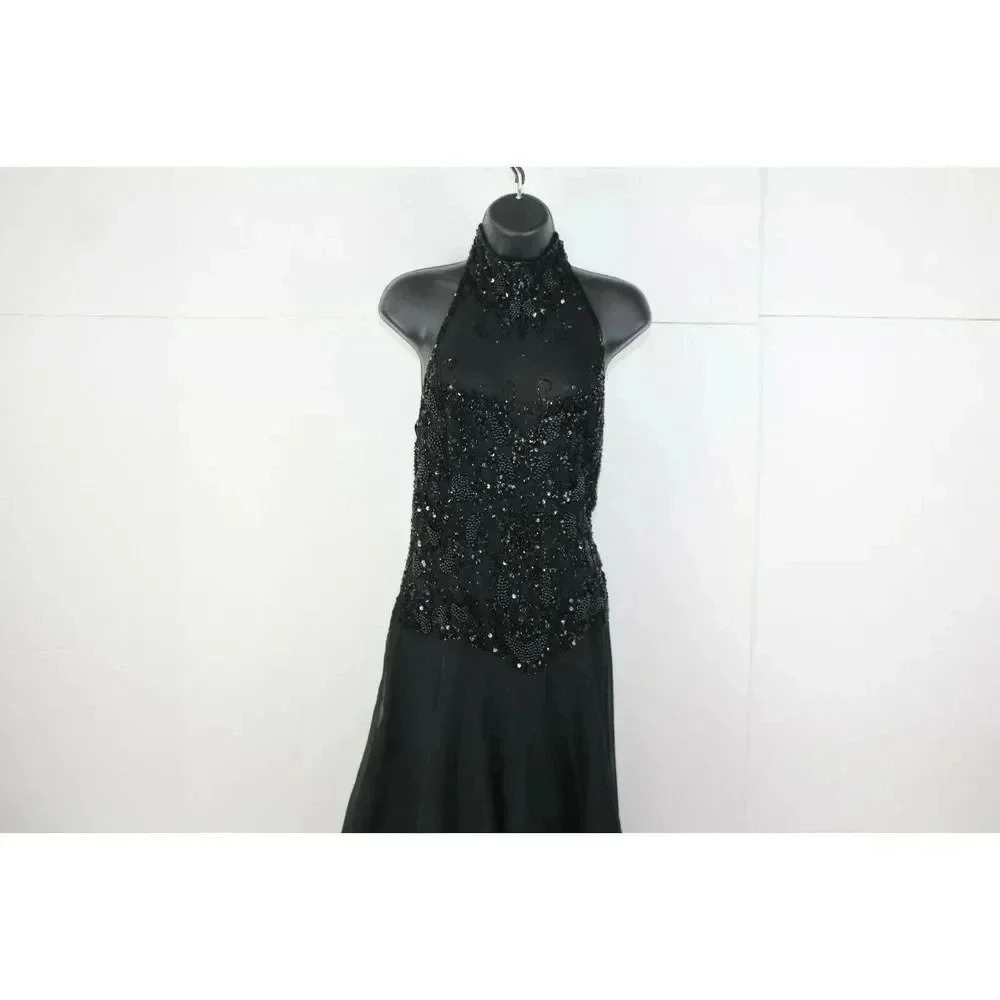 Niteline black beaded evening dress size 4